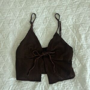 Size Medium: Brown Opened Crop Top